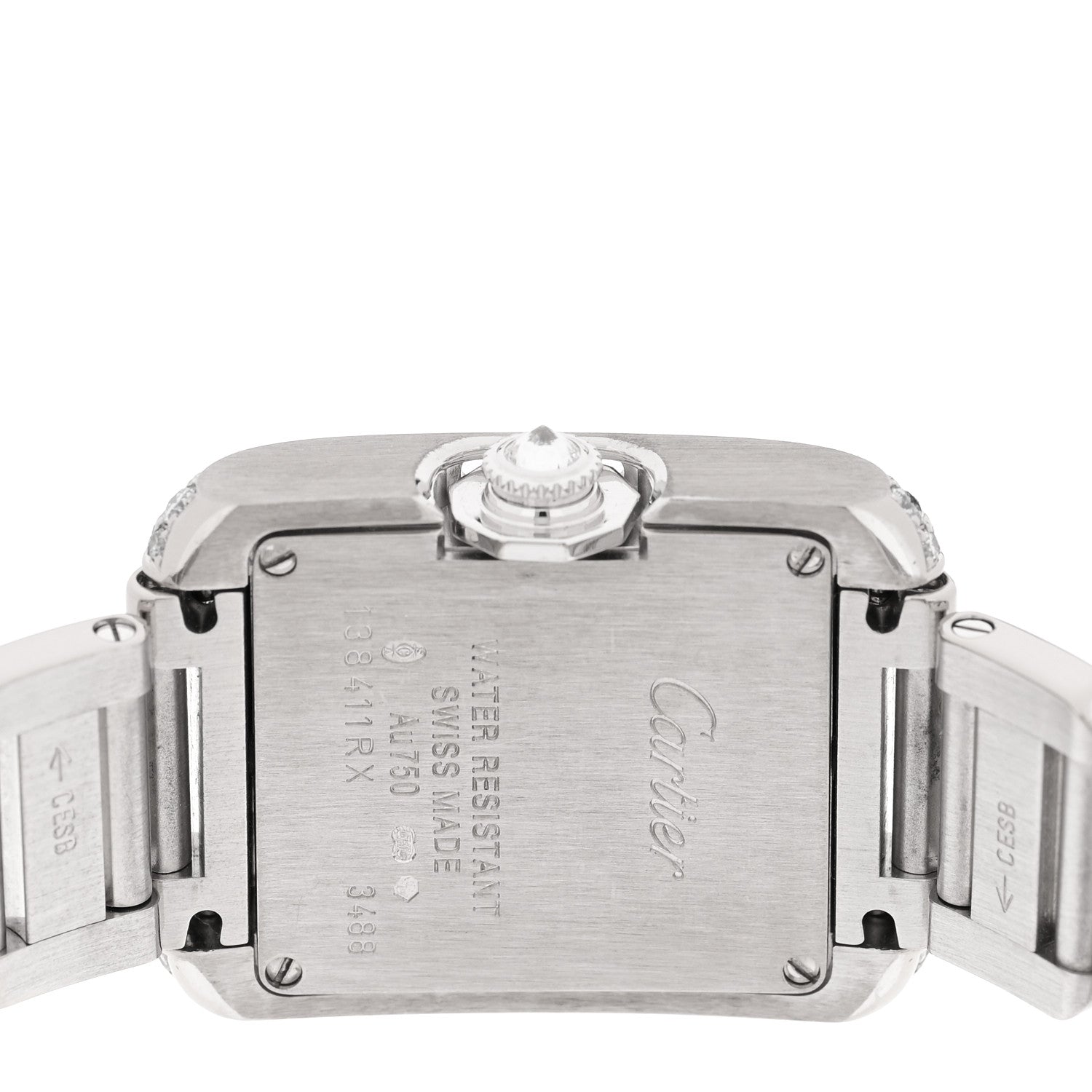 Cartier 18K White Gold Diamond Bezel 23mm Tank Anglaise Quartz Watch 4 of 5