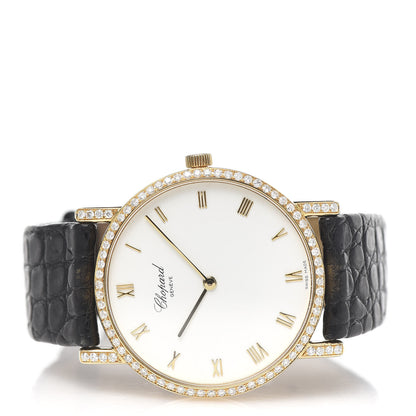 Chopard 18K Yellow Gold Alligator Diamond Bezel 34mm Classique Manual Winding Watch 3 of 8