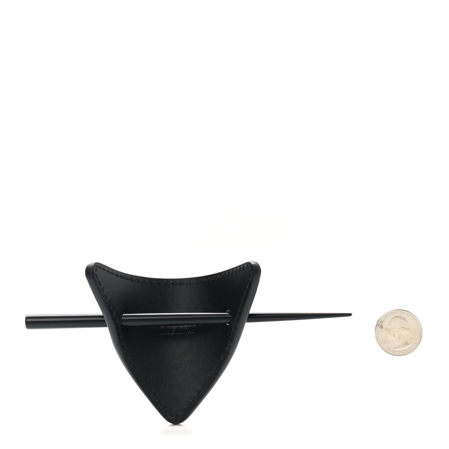 City Calfskin Hair Clip Black