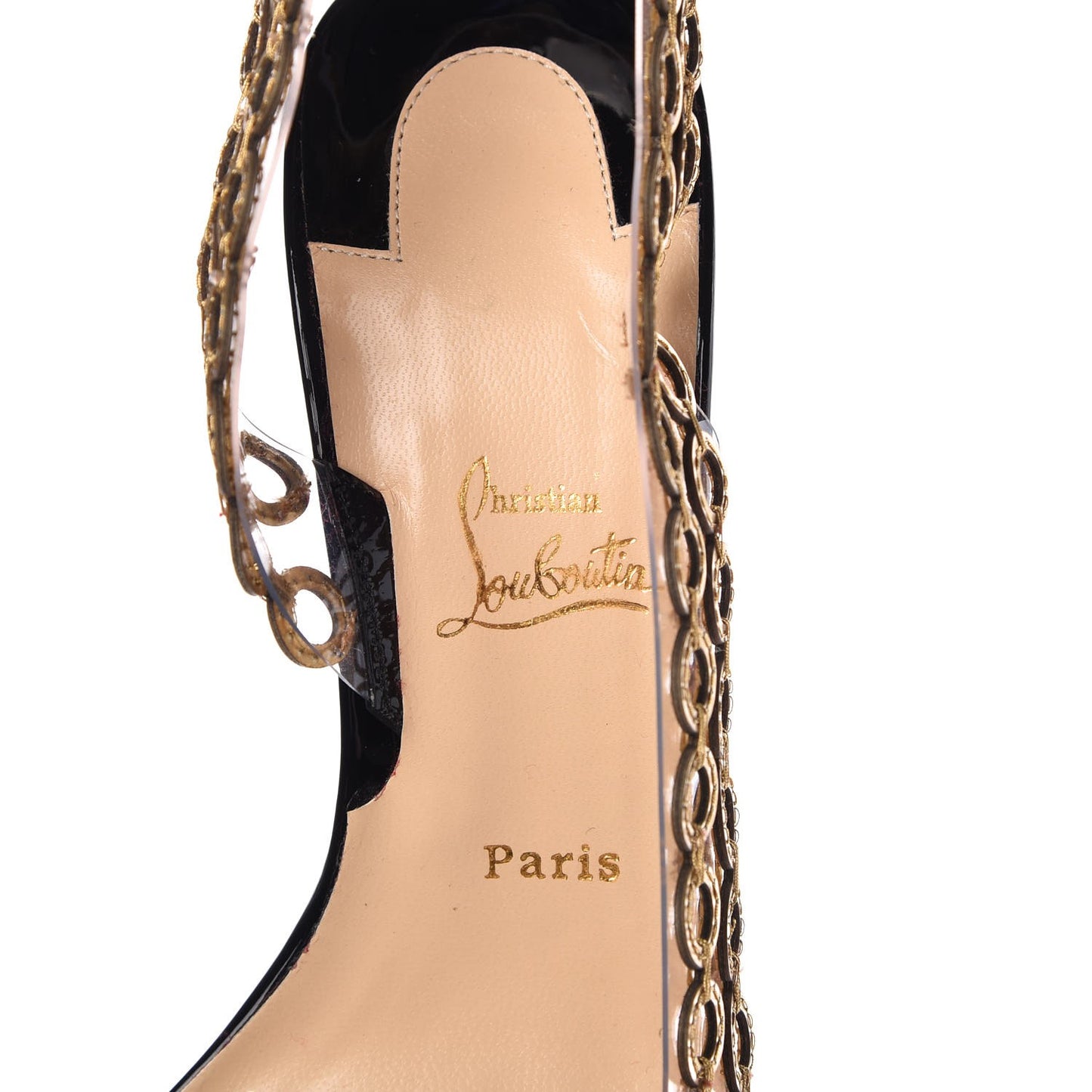 Patent PVC Malaika Half Dorsay 120 Pumps 37.5 Black Gold