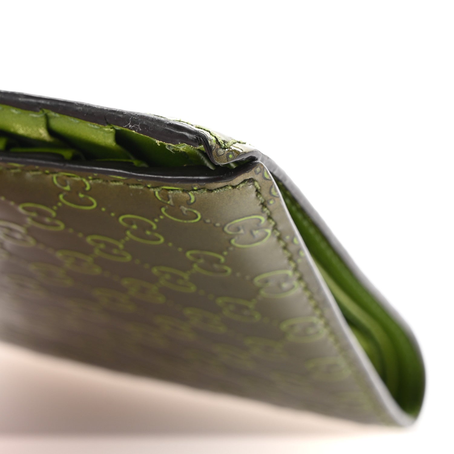 Gucci Patent Microguccissima Bi-Fold Wallet Green 11 of 15