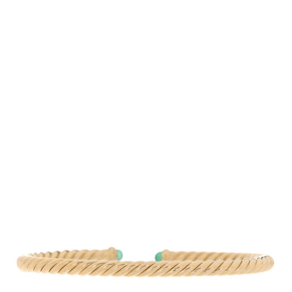 David Yurman 18K Yellow Gold Emerald 4mm Cablespira Bracelet 2 of 4
