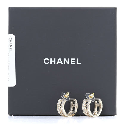 Chanel Metal Crystal Bow-tiful CC Hoop Earrings Gold 5 of 5