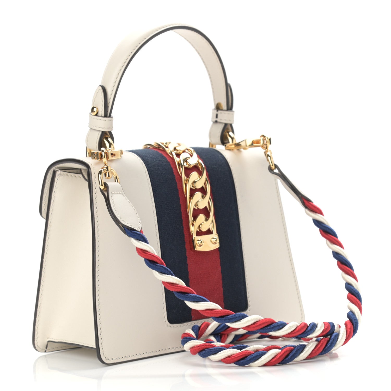 Gucci Calfskin Mini Sylvie Top Handle Bag White 2 of 9