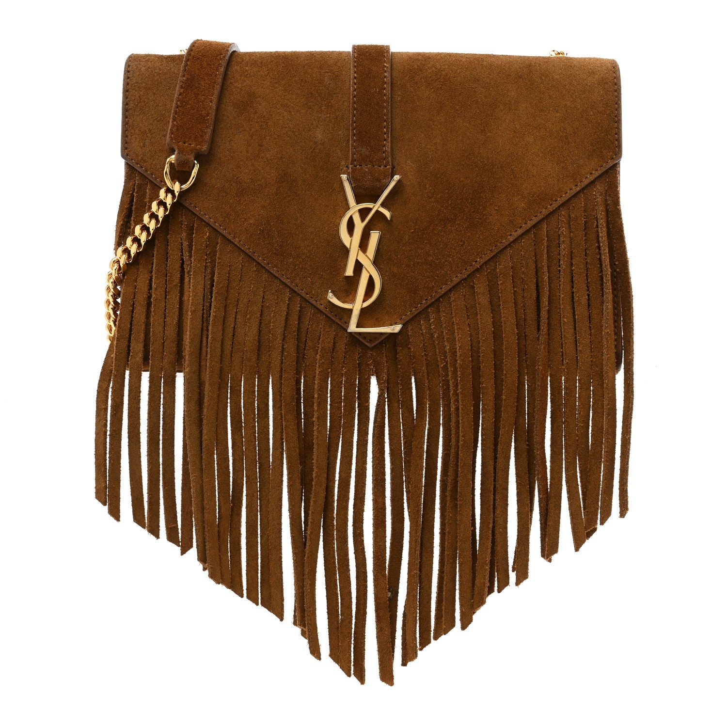 Saint Laurent Suede Fringe Small Monogram Satchel Light Ocre 1 of 14