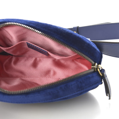 Gucci Velvet Matelasse GG Marmont Belt Bag 85 34 Cobalt Blue 5 of 10