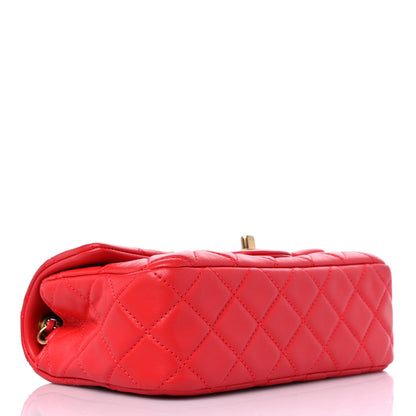 Chanel Lambskin Quilted Mini Rectangular Pearl Crush Flap Red 4 of 10