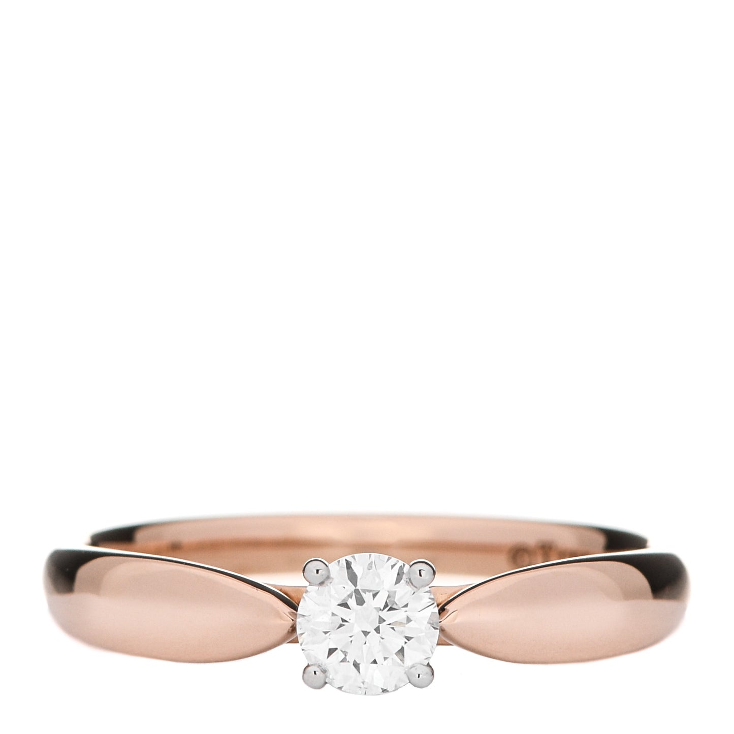 18K Rose Gold Platinum Diamond .27ct Harmony Solitaire Engagement Ring 52 6