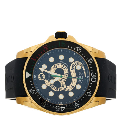 Gucci Stainless Steel Rubber 45mm Dive Snake Quartz Watch Black 2 of 5