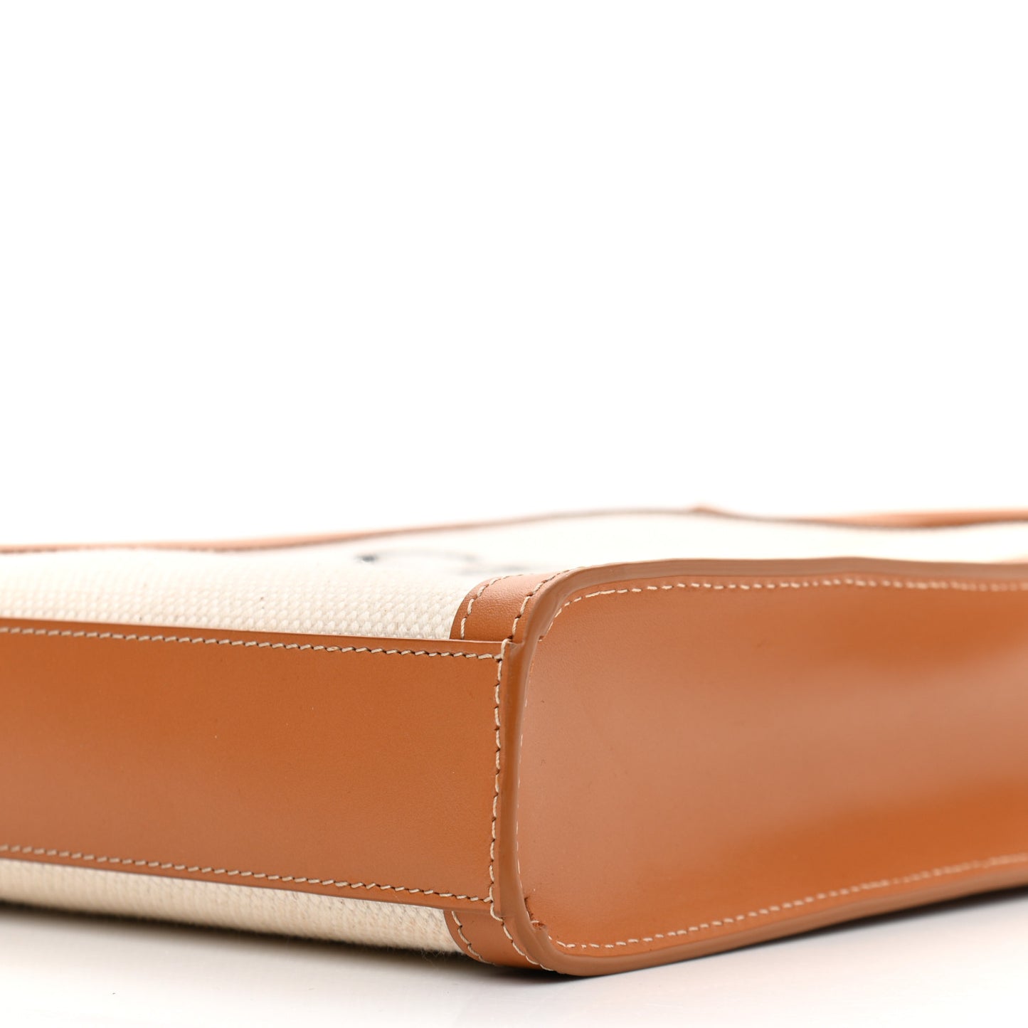 Canvas Calfskin Mini Vertical Cabas Natural Tan