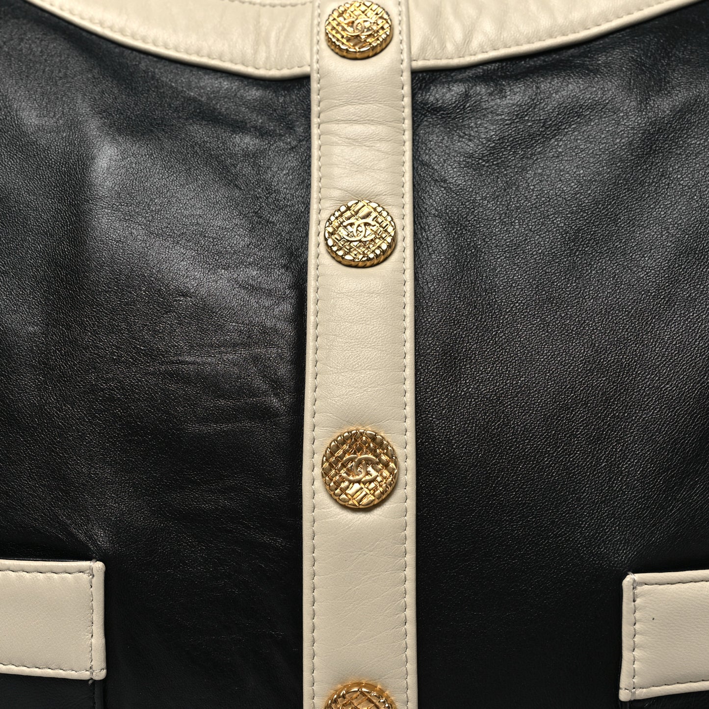 Lambskin Large Girl Bag Black Beige