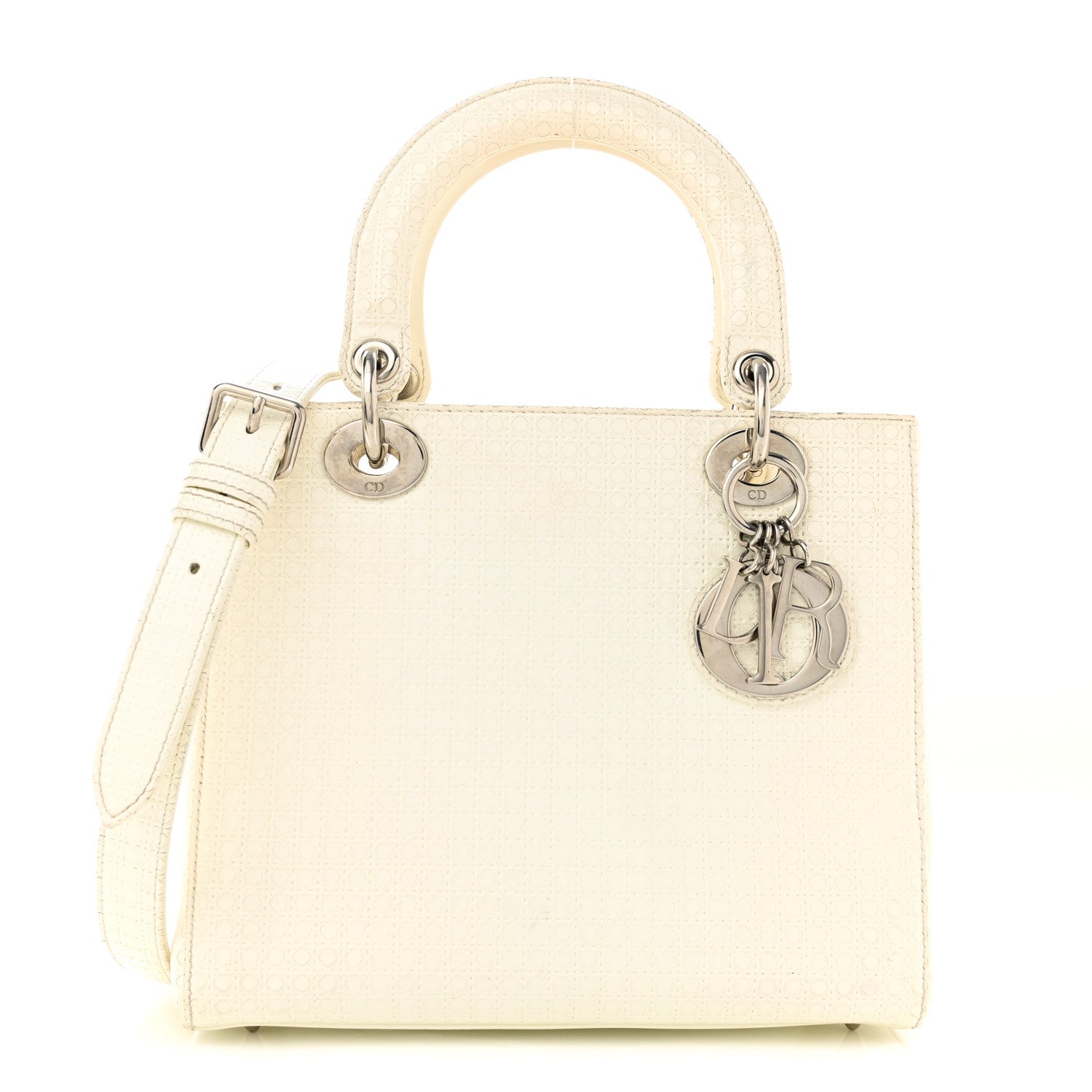 Christian Dior Patent Micro-Cannage Medium Lady Dior White 1 of 18