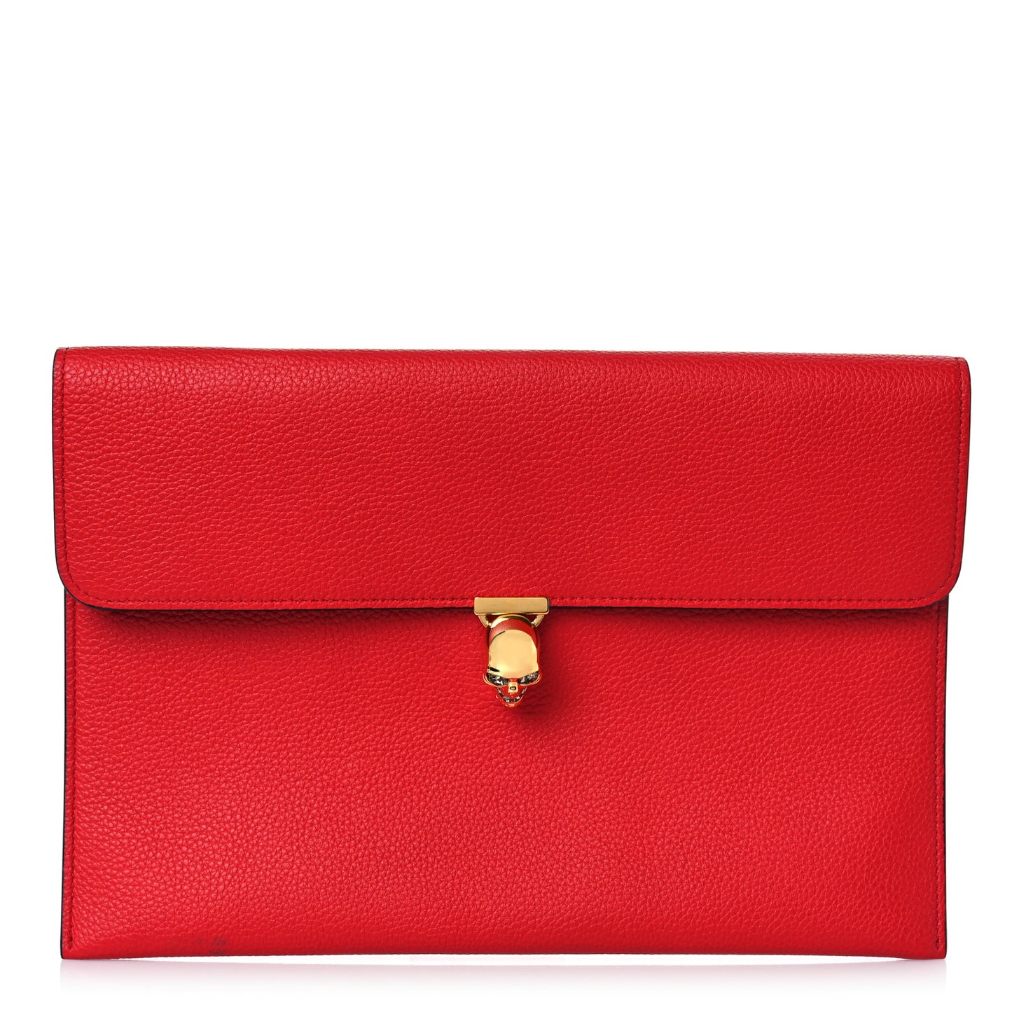Calfskin Skull Envelope Clutch Red