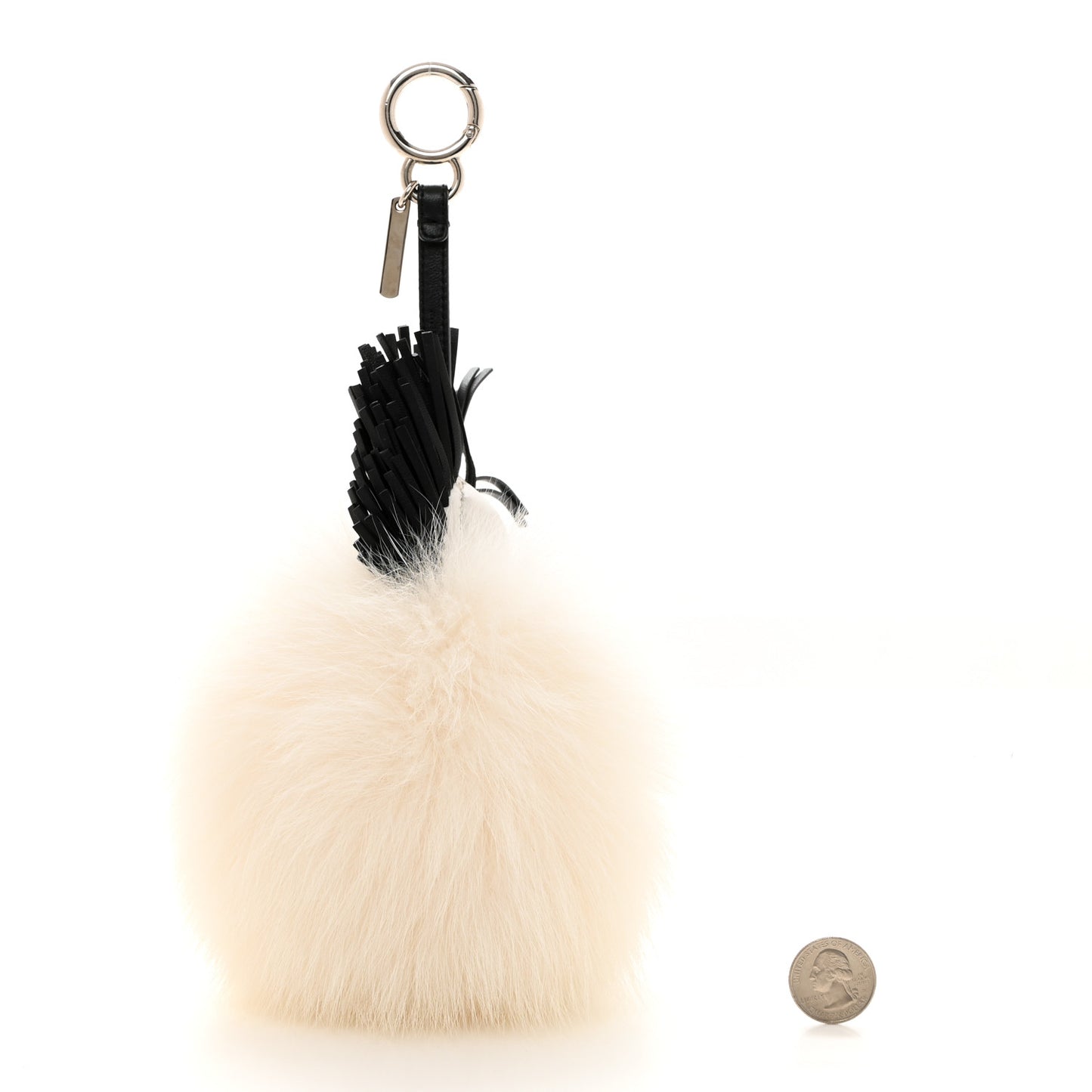 Lambskin Fox Fur Super Karlito Pom Pom Bag Charm Black White