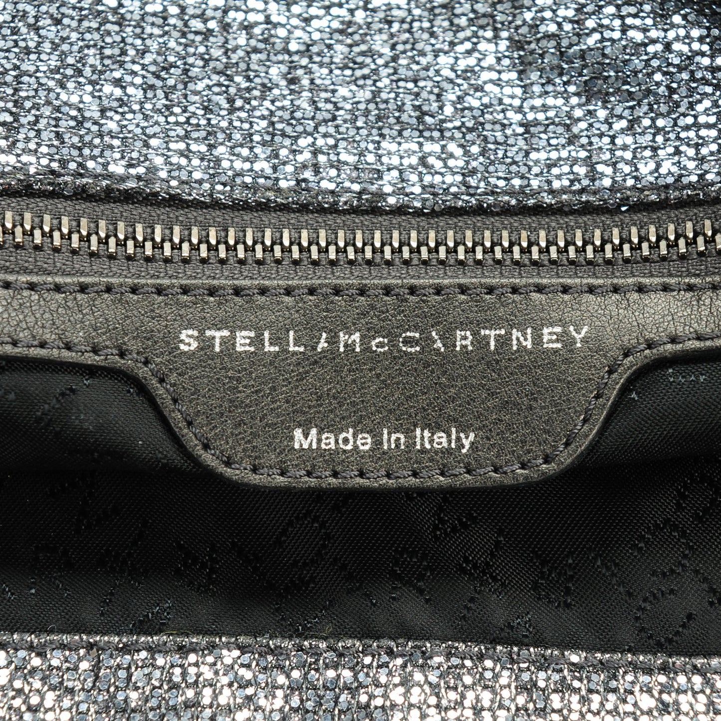 Metallic Glitter Falabella Fold Over Tote Silver