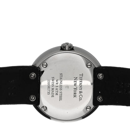 Tiffany Stainless Steel Calfskin Diamond Bezel 24mm Atlas 2-Hand Quartz Watch Silver 4 of 5