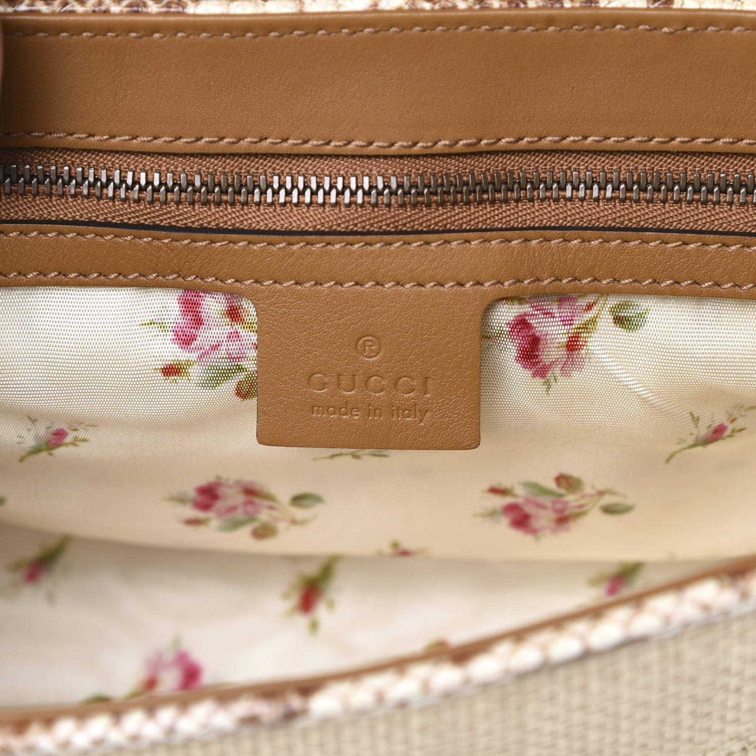 Gucci Raffia Elaphe Matelasse Small GG Marmont Shoulder Bag Natural Cream Brown 6 of 10