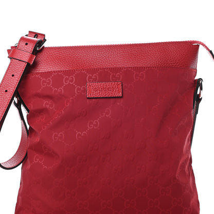 Gucci Nylon Monogram Dollar Calfskin Flat Messenger Bag Vibrant Red 8 of 10