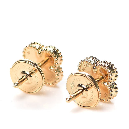 Van Cleef & Arpels 18K Yellow Gold Turquoise Sweet Alhambra Earrings 3 of 6