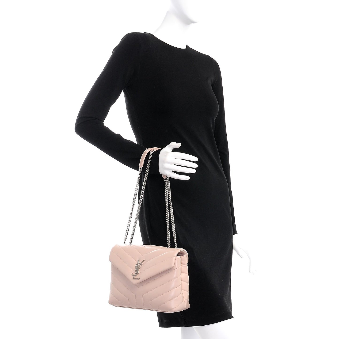 Calfskin Y Quilted Monogram Small Loulou Chain Satchel Rose Antic