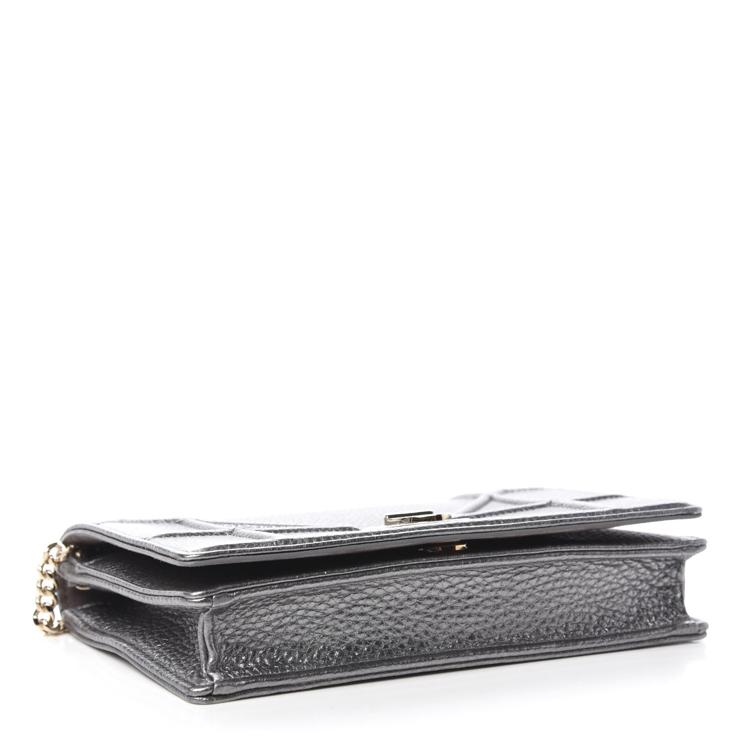 Christian Dior Metallic Grained Calfskin Diorama Wallet on Chain Pouch Silver 4 of 10