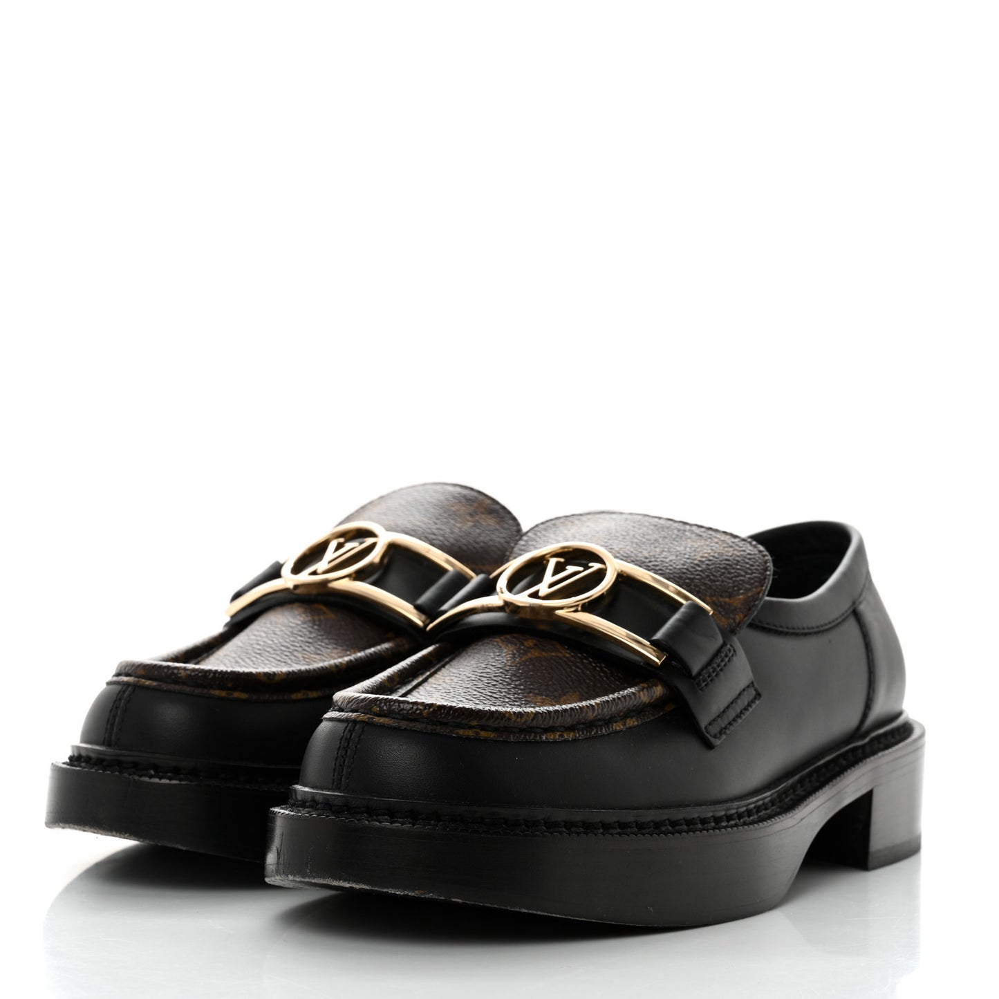 Monogram Calfskin Academy Loafers 36 Black