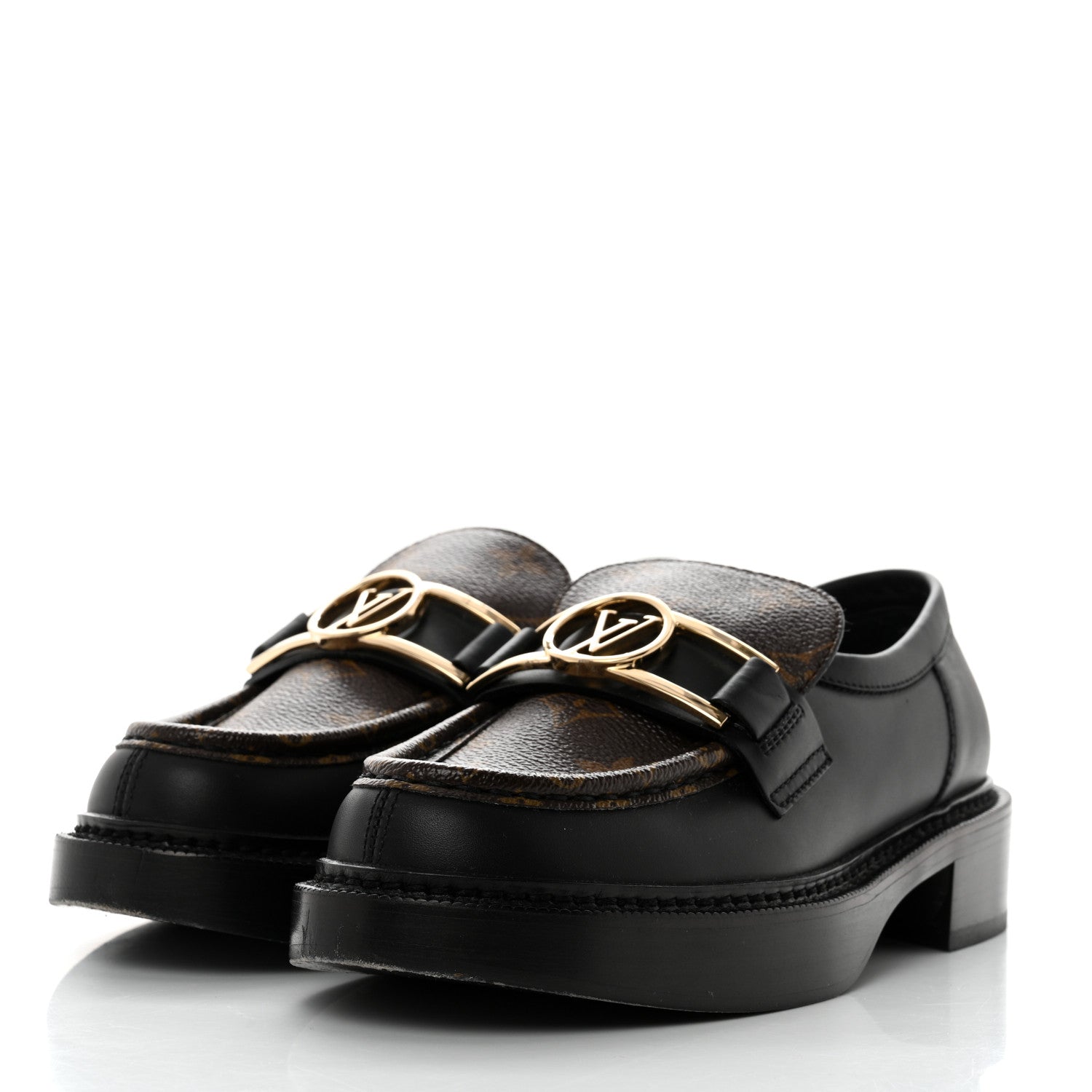 Louis Vuitton Monogram Calfskin Academy Loafers 36 Black 3 of 9