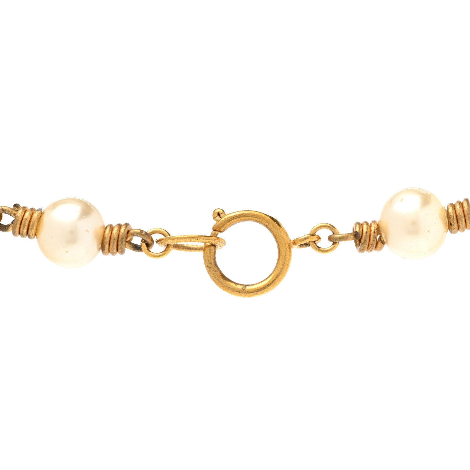 Chanel Pearl Chain CC Pendant Necklace Gold 5 of 11