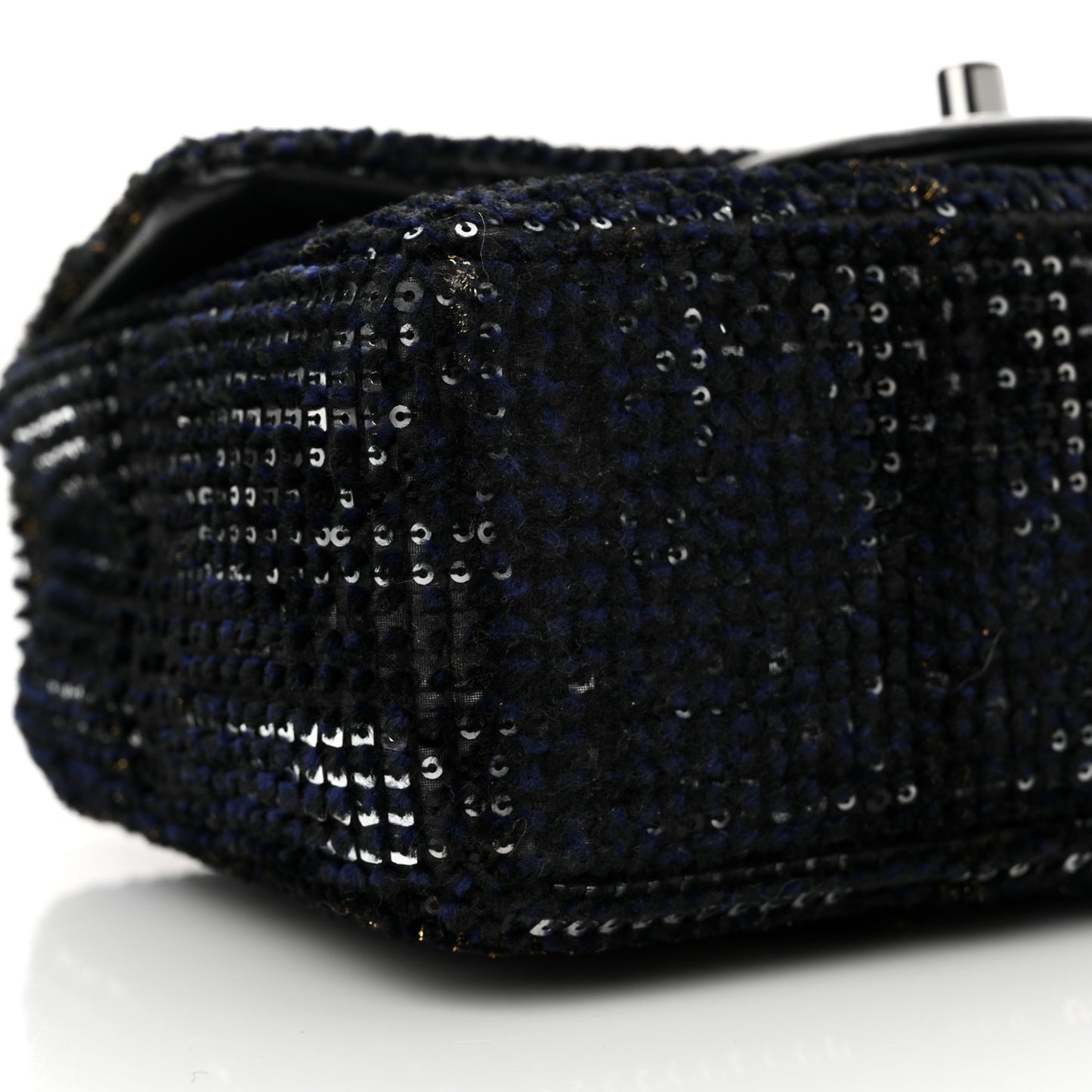 Sequin Mini Rectangular Single Flap Black Silver