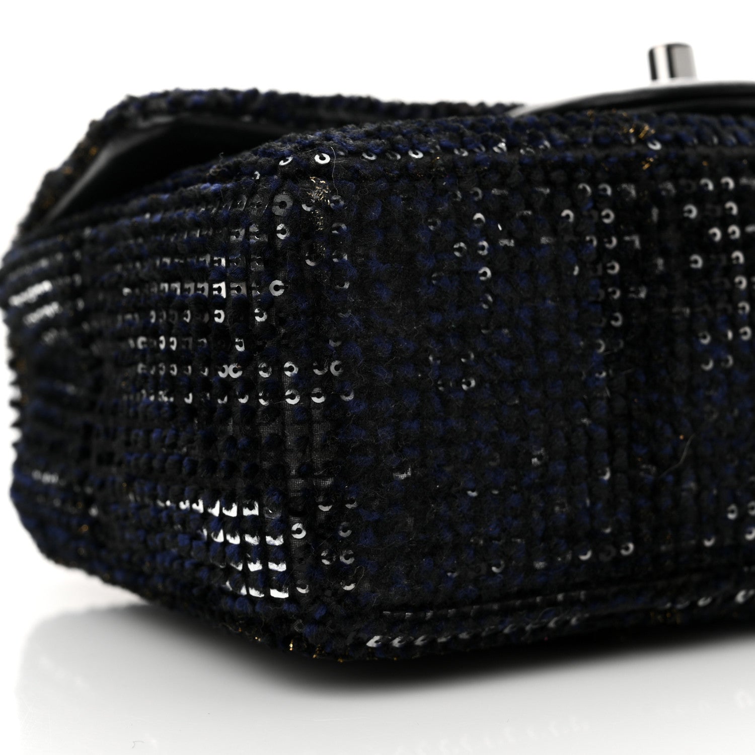 Chanel Sequin Mini Rectangular Single Flap Black Silver 9 of 13