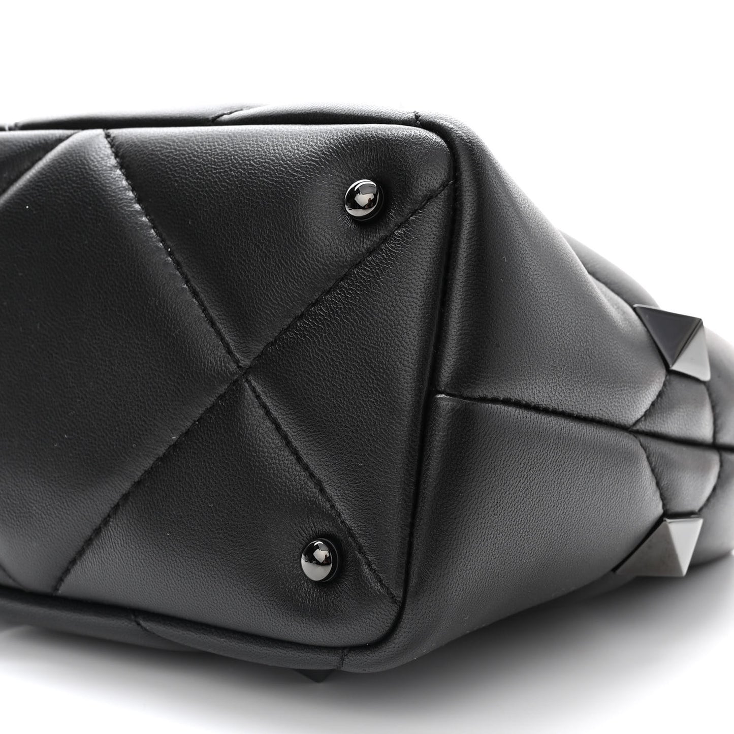 Nappa Monochrome Small Roman Stud The Handle Bag Black