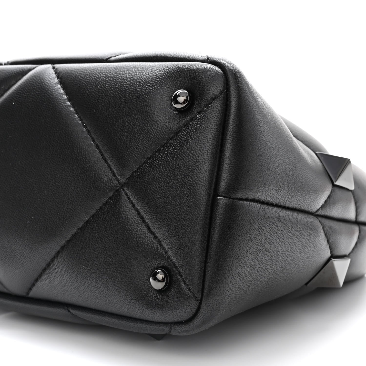 Valentino Garavani Nappa Monochrome Small Roman Stud The Handle Bag Black 8 of 8