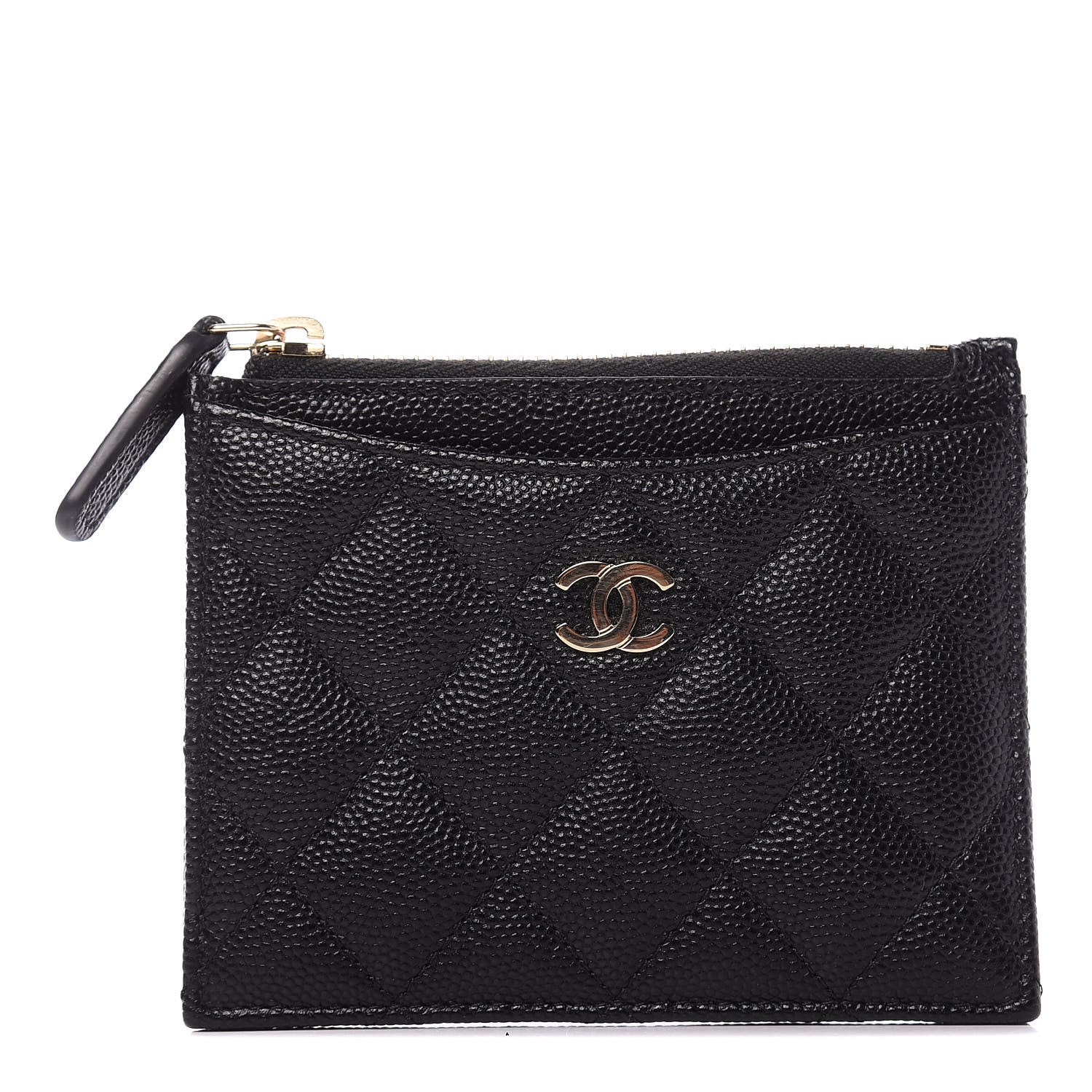 Chanel Caviar Quilted CC Zip Card Holder Black 1 of 10