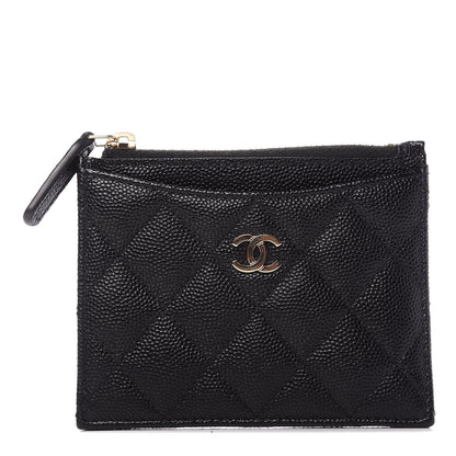 Chanel Caviar Quilted CC Zip Card Holder Black 1 of 10