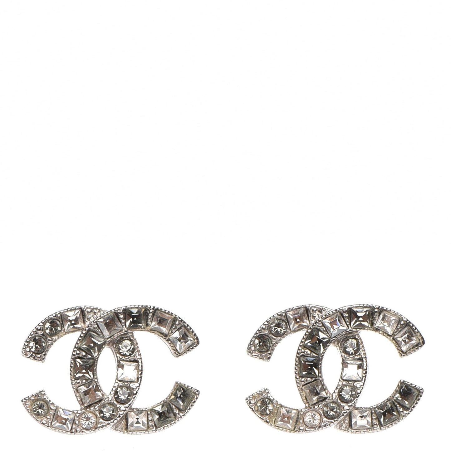 Baguette Crystal CC Earrings Silver