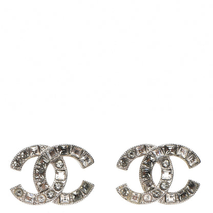 Chanel Baguette Crystal CC Earrings Silver 1 of 5