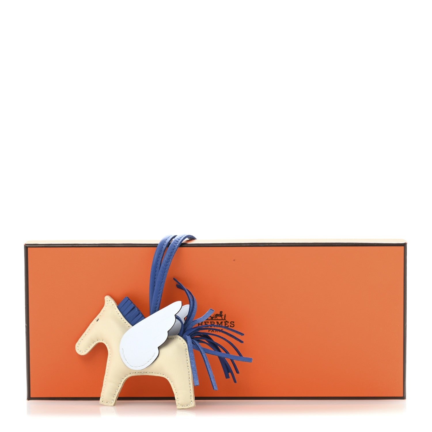 Hermes Milo Lambskin Grigri Rodeo Pegase Horse Bag Charm PM Craie Bleu De France Bleu Brume 5 of 5