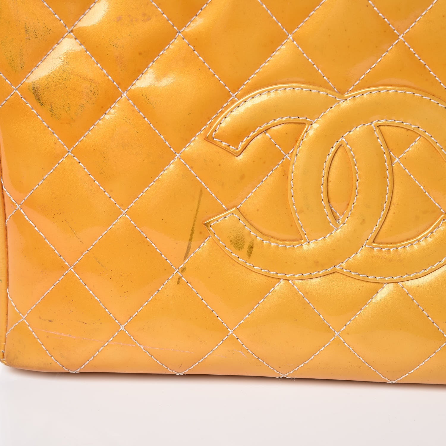Chanel Patent Quilted Petit Timeless Tote PTT Yellow 19 of 39