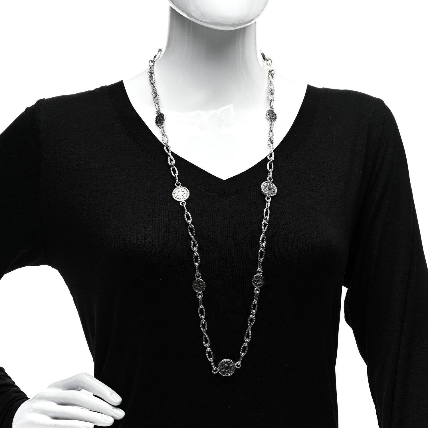 John Hardy Sterling Silver Dot Station Chain Necklace 2 of 4