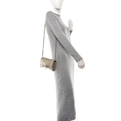 Balenciaga Metallic Calfskin Crocodile Embossed Hourglass Chain Bag Light Gold 2 of 10