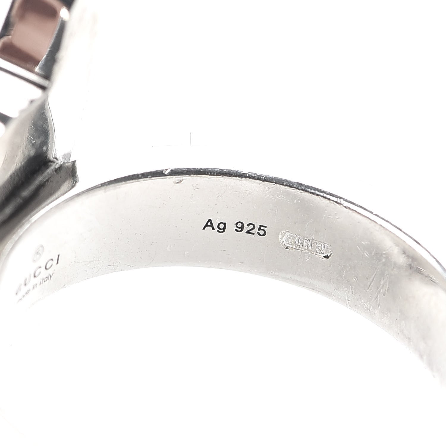 Gucci Sterling Silver Black Spinel Orso Double Ring 56 7.5 5 of 6