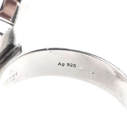 Gucci Sterling Silver Black Spinel Orso Double Ring 56 7.5 5 of 6