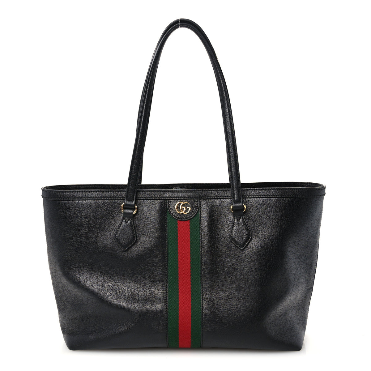Gucci Textured Calfskin Web Medium Ophidia Shopping Tote Black 1 of 12