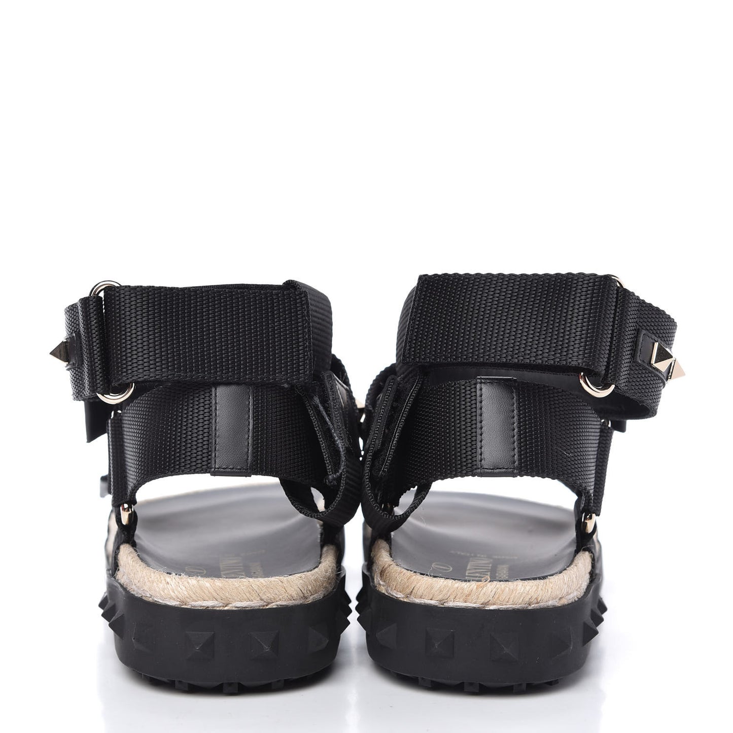 Nylon Rockstud Velcro Espadrille Sandals 39 Black