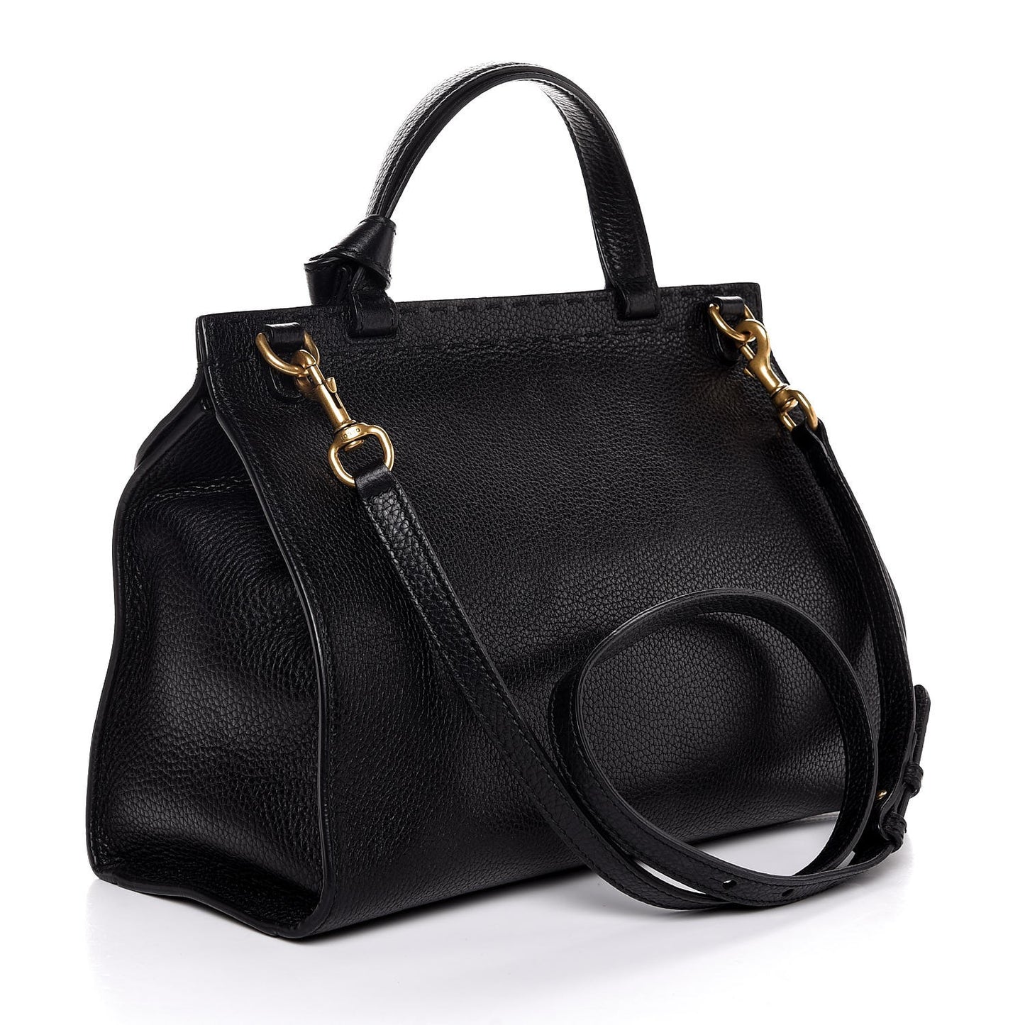 Calfskin Small GG Marmont Top Handle Bag Black
