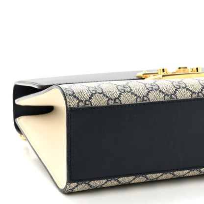 Gucci GG Supreme Monogram Calfskin Medium Padlock Shoulder Bag Beige Blue Mystic White Hibiscus Red 9 of 13