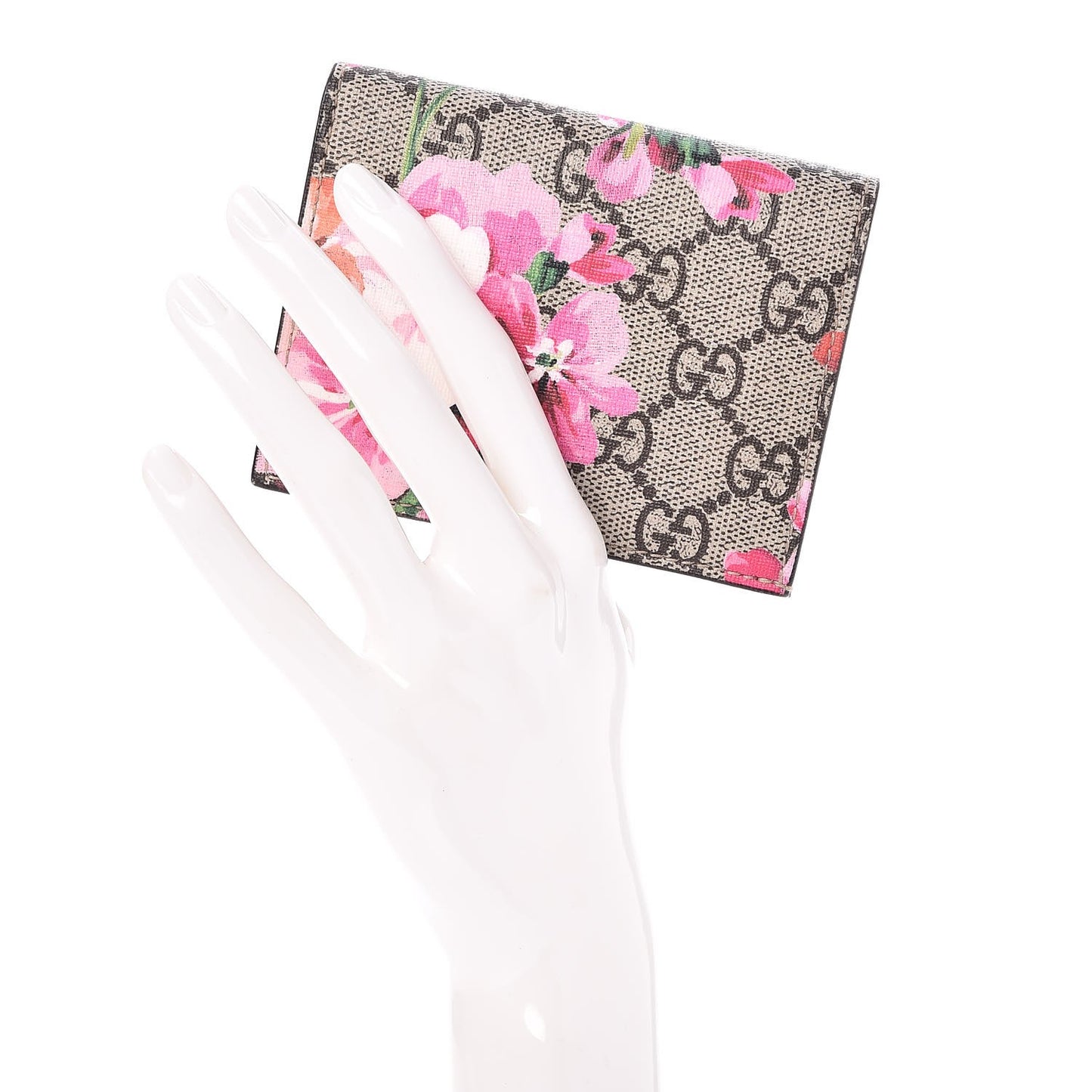 GG Supreme Monogram Blooms Card Case Beige Multicolor Dry Rose