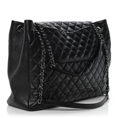 Chanel Lambskin Quilted Front Flap Tote Black 2 of 11