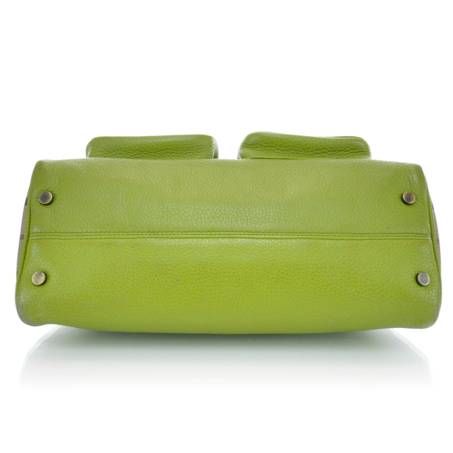 Leather Haymarket Check Horn Toggle Shoulder Bag Green
