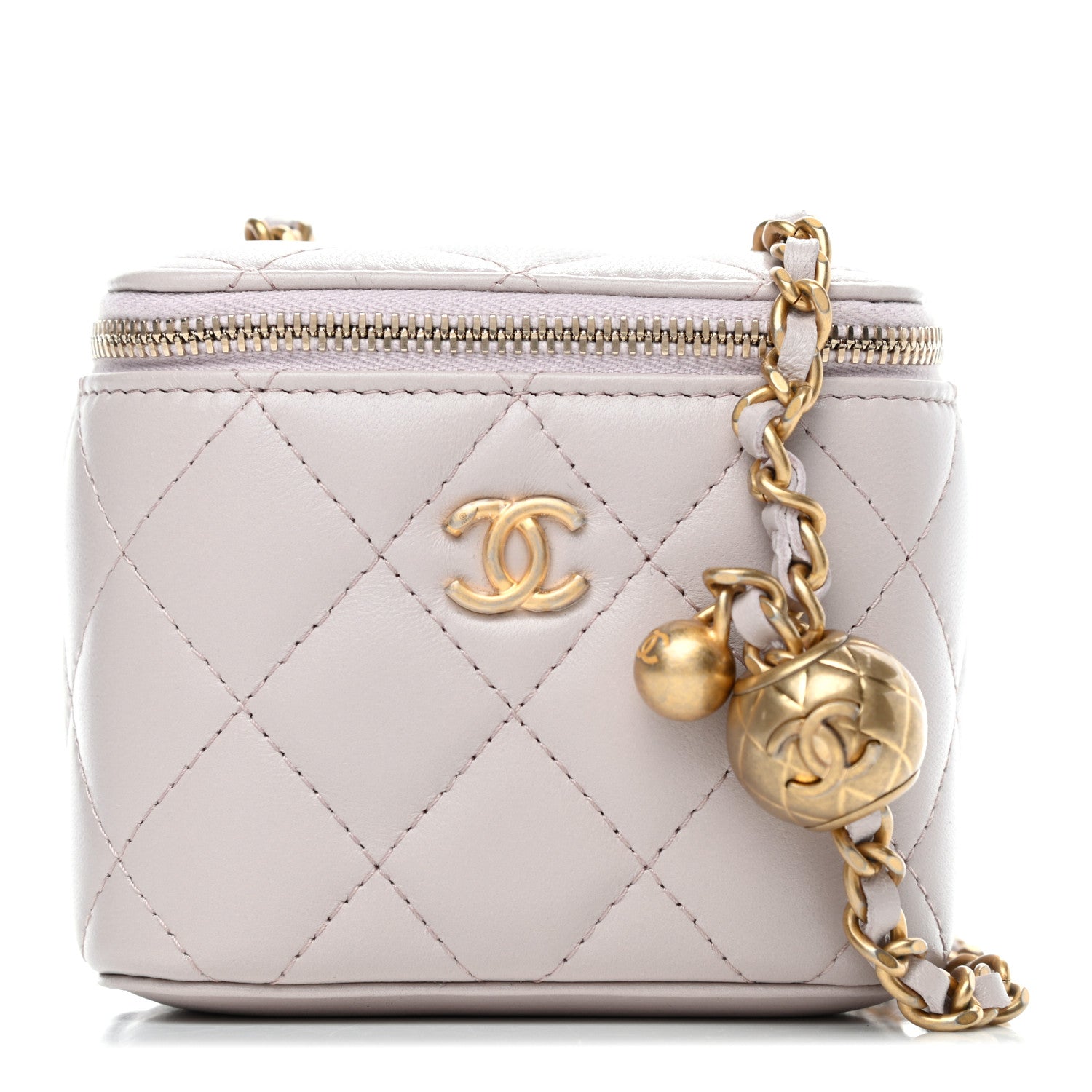 Chanel Lambskin Quilted Pearl Crush Mini Vanity Case With Chain Light Purple 1 of 4
